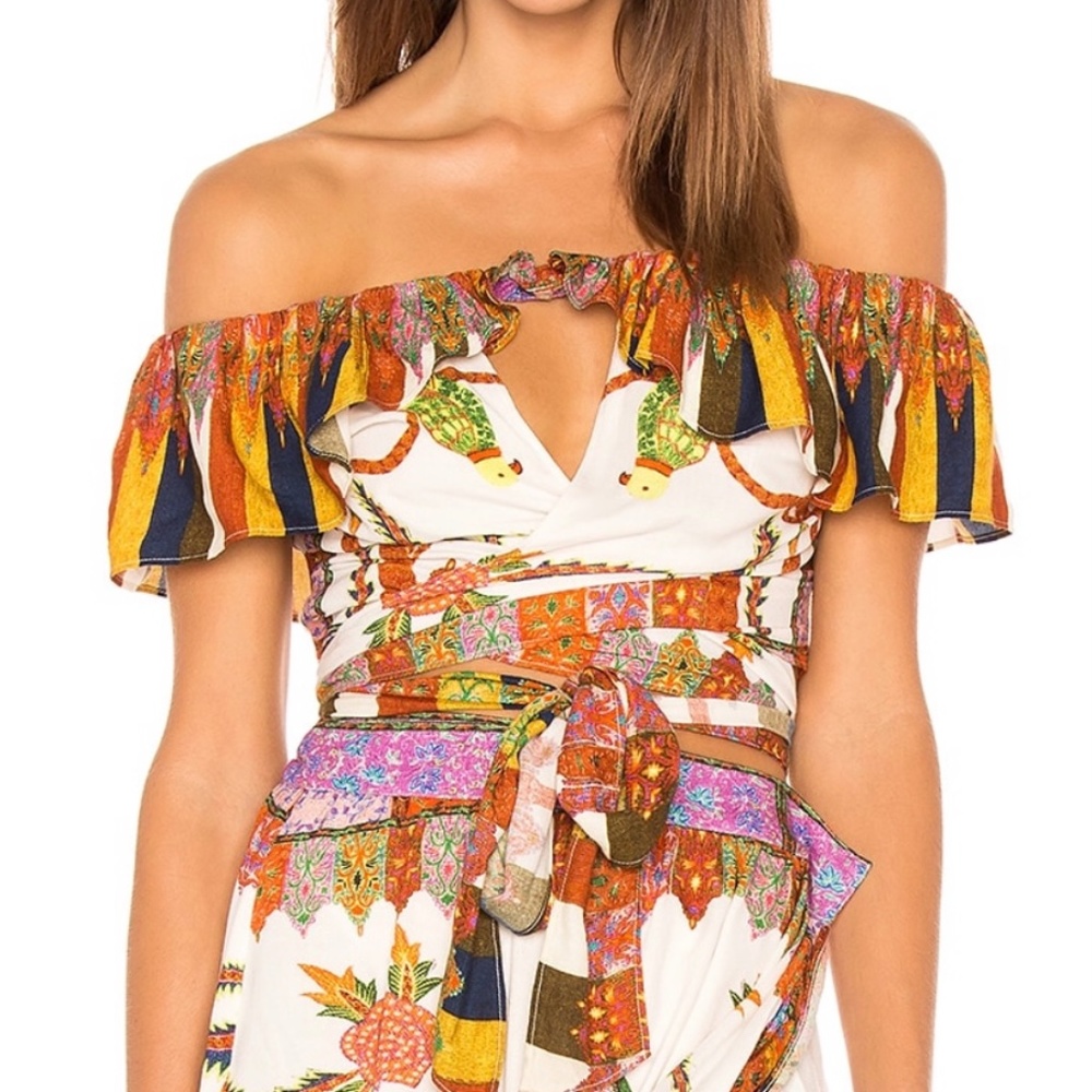 CLEOBELLA Prevay Devansh Wrap Around Tie Top And Skirt Set. Color Kali Print.
